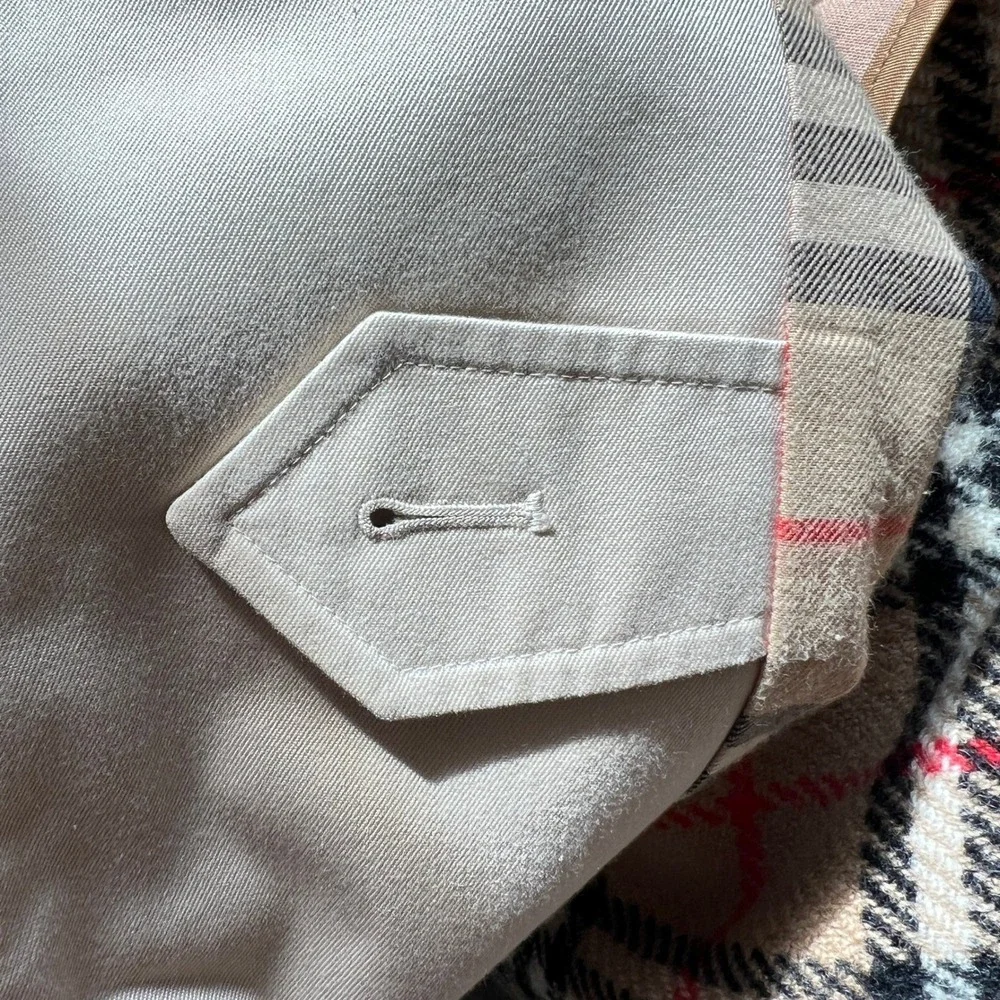 New‎ Burberry Vintage Trench Coat Beige Double Breasted Belted Check XS S - Picture 13 of 16